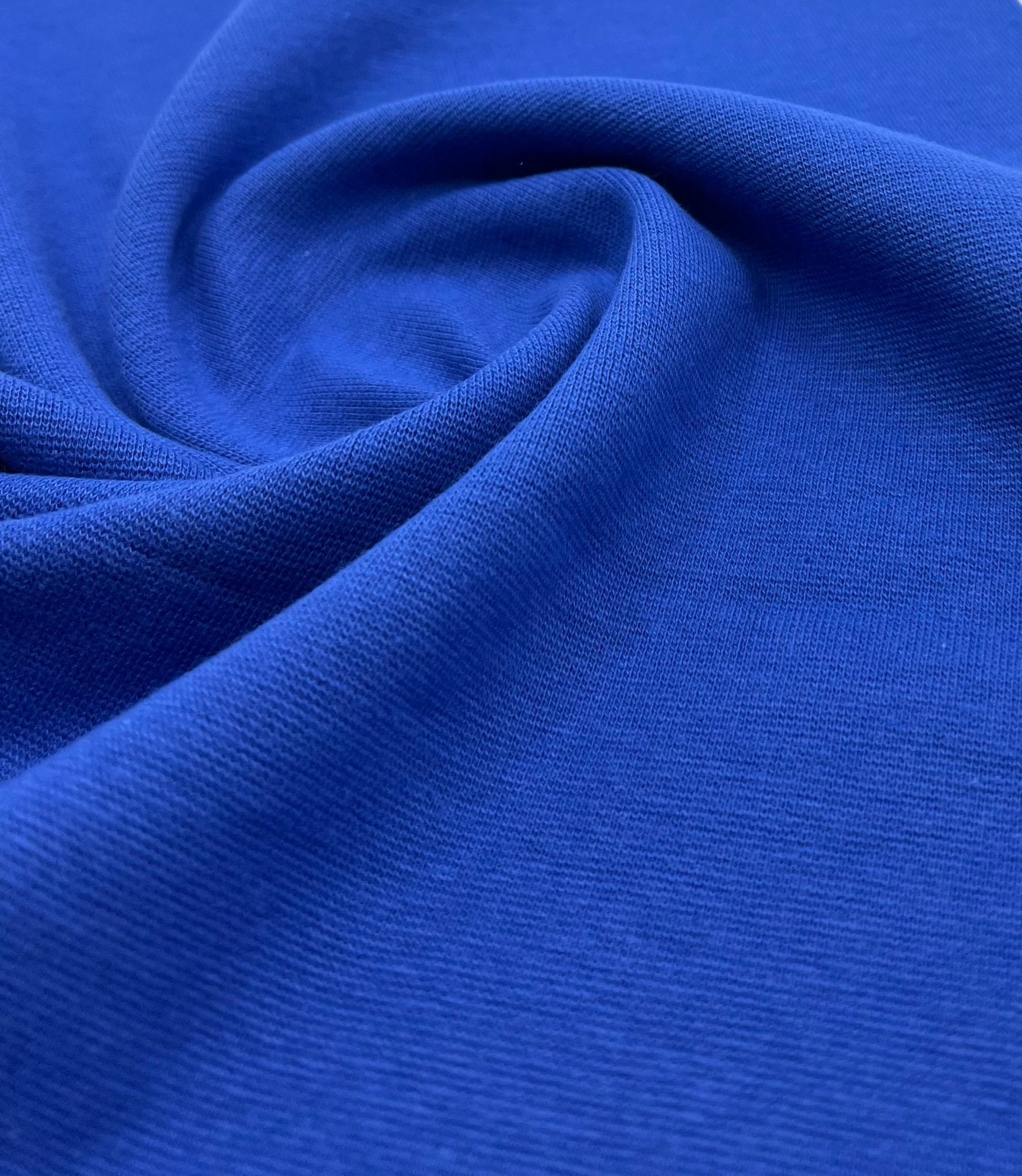 Blue Jersey Cuffing Ribbing Fabric 270 GSM Cotton Knit 70cm Wide - T9 Fabrics